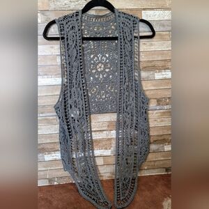 New Gray Crochet One Size Hi Lo Vest